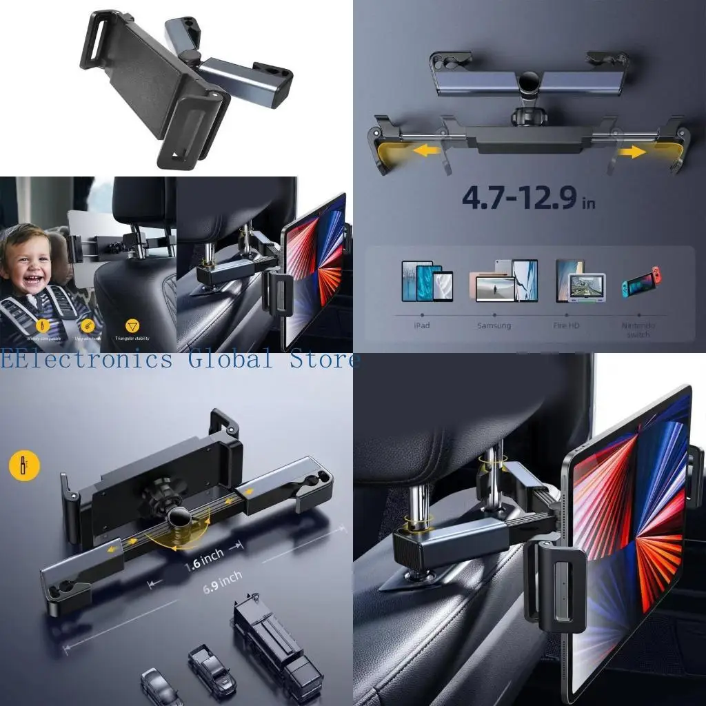 

462B Flexible Car Headrest Tablet Mount Holder Universal Car Seat Back Tablet Holder 360° Rotate for Mobile Phone Tablets