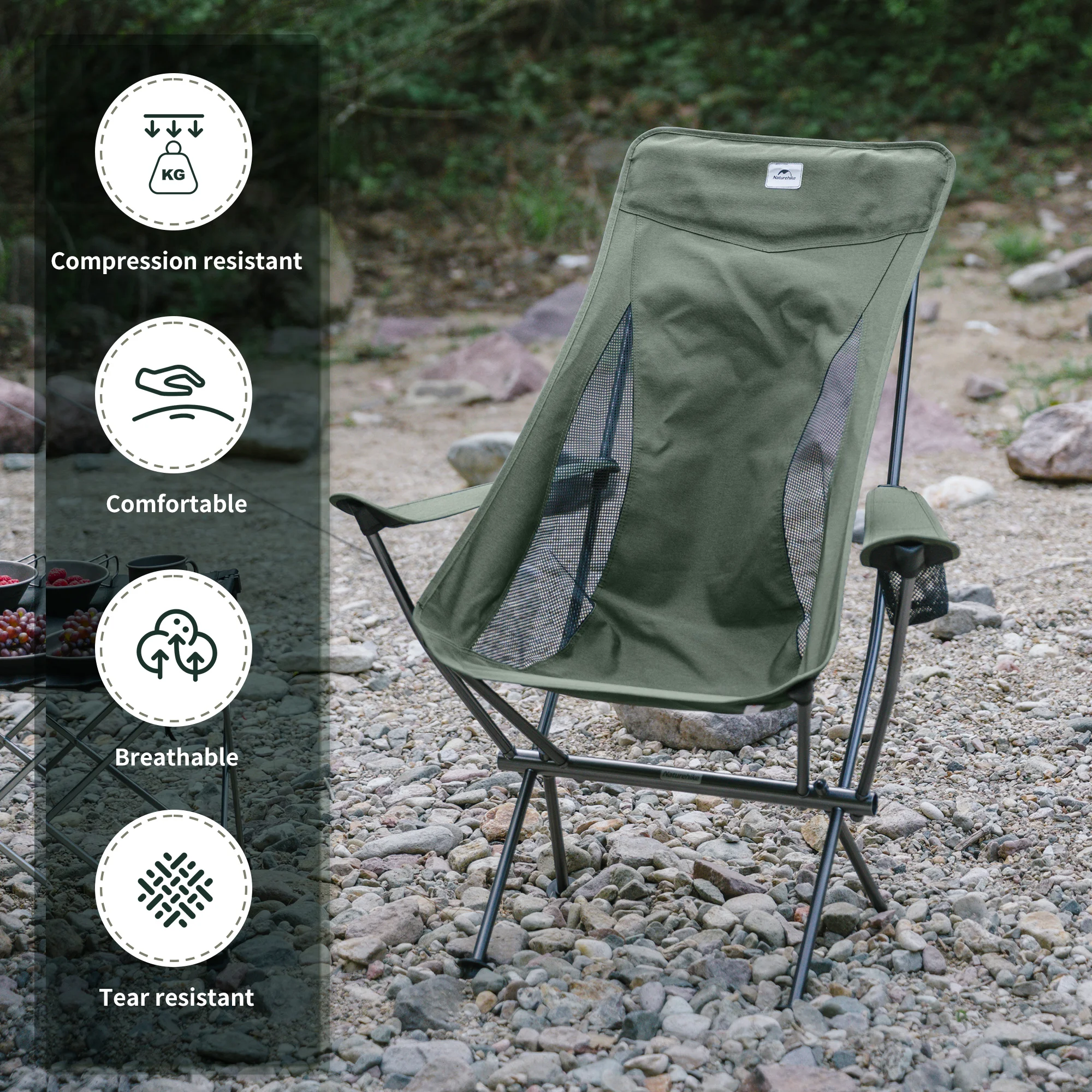 Imagem -02 - Naturehike Ultralight Folding High Back Chair Camping Moon Chair Cadeiras de Pesca ao ar Livre Mochila Yl06 Plus