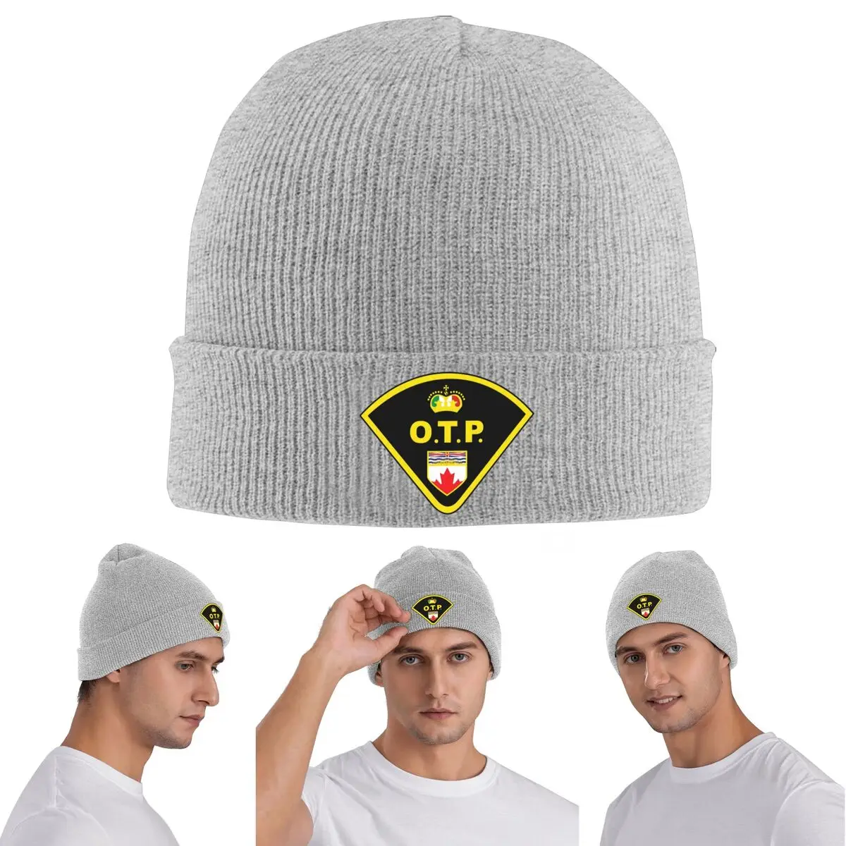 Flash Of Ontario Provincial Police Warm Knitted Cap Winter Knit Bonnet Hat Skullies Beanies Hip Hop Caps for Unisex