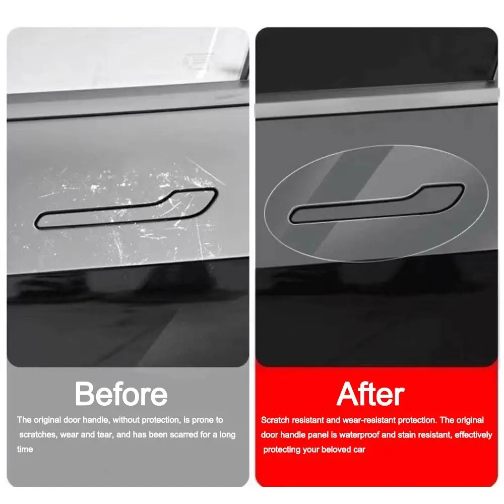 4pcs Scratch-Proof Car Door Handle Protector TPU DIY Car Paint Film Transparent for Tesla Model 3/Y Juniper Launch 2025