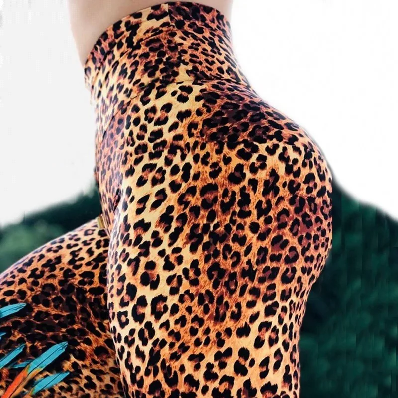 New Leopard Print Yoga Pants Women\'s High Waist Slimming Lift Hip Running Tight Elastic Small Foot Exercise Fitness