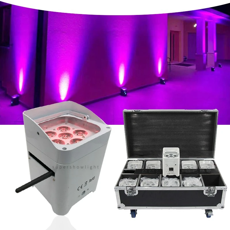 

10pcs With Charge case Battery Wireless DMX Wifi Remote Control Wedding Uplight 6x18w RGBWAUV 6in1 Led Par Dj Light