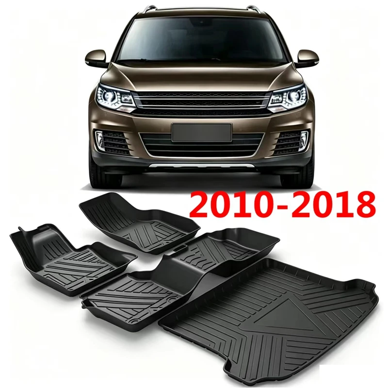 Passend für 2010-18 Volkswagen Tiguan Fußmatten Maßgefertigte Allwetter-Fußmatten Wasserdichte Kofferraummatte für Tiguan Fußmatten