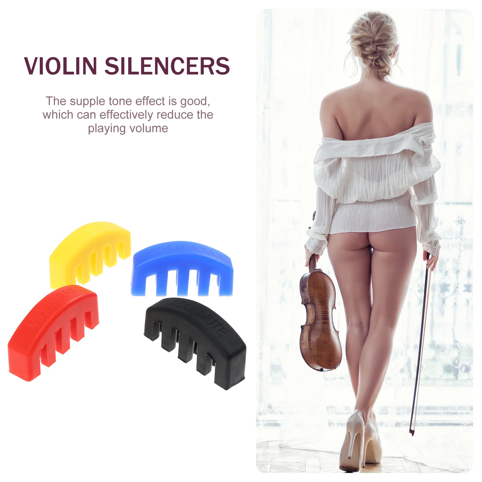 4 PCS Violin Mute Special Sordine Devices Practice Musical Instruments Fiddle Silencers Fiddles Rubber Accessories