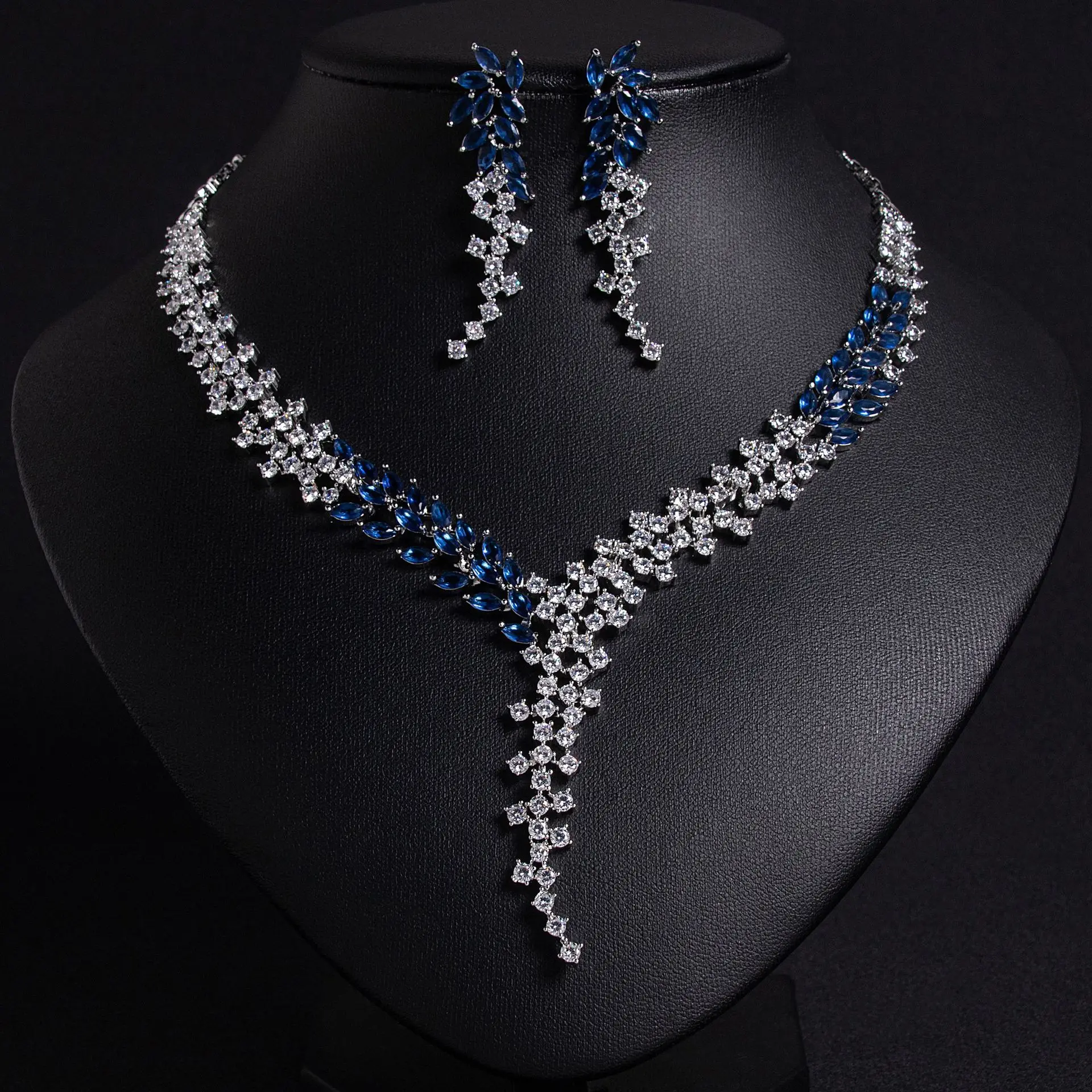 Luxury Fashion Multi-colour Maple Leaf Jewellery Necklace Earrings 2 Pcs Set Party Banquet Prom Women's Wedding Costume M-594