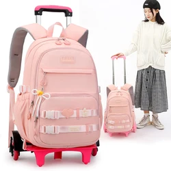 Sac à Dos d'École à Roulettes pour Enfant Fille, Cartable Étanche à Roulettes