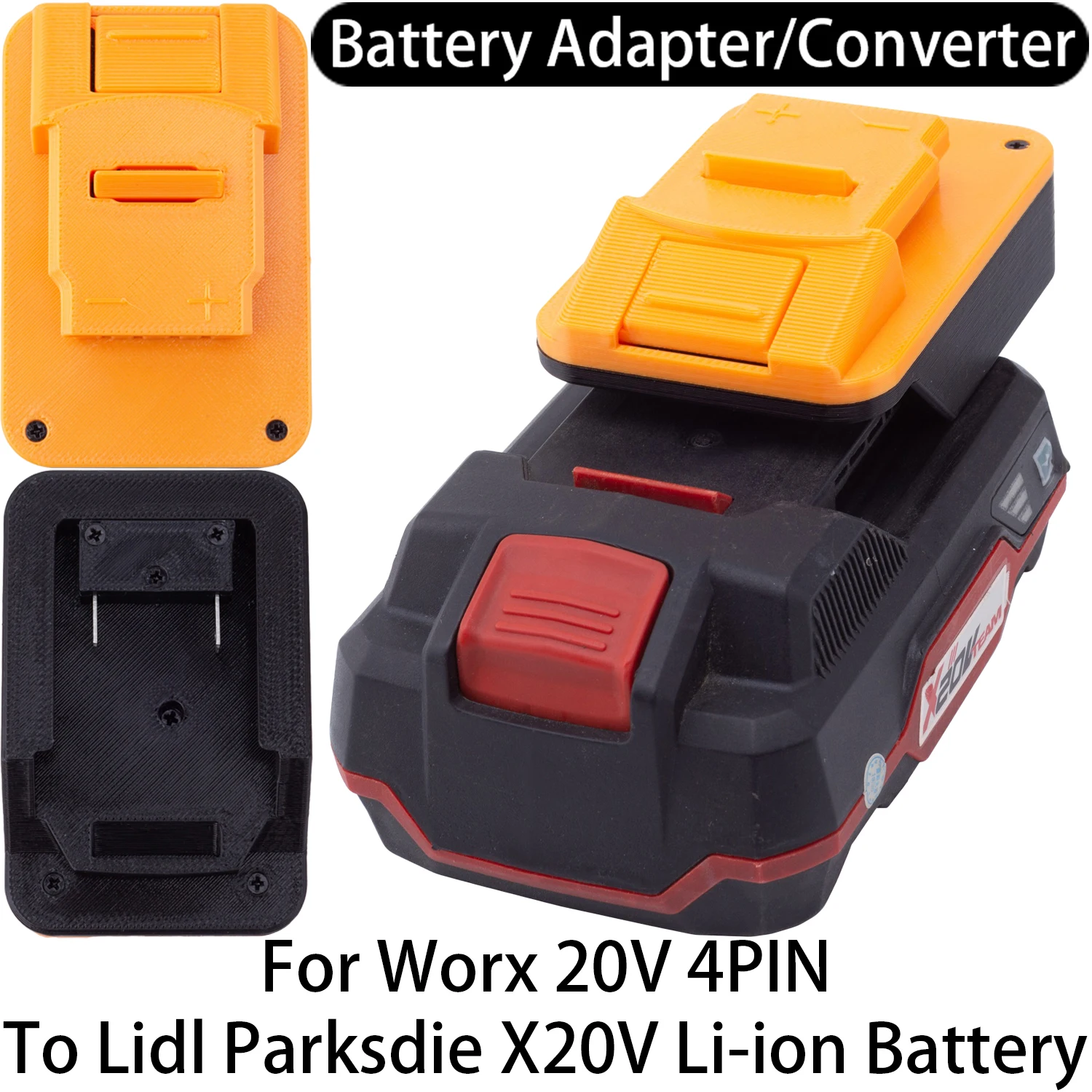 Para herramientas Lidl Parkside X20V compatibles con adaptador de batería de iones de litio Worx 20V 4PIN (no incluye herramientas ni batería)
