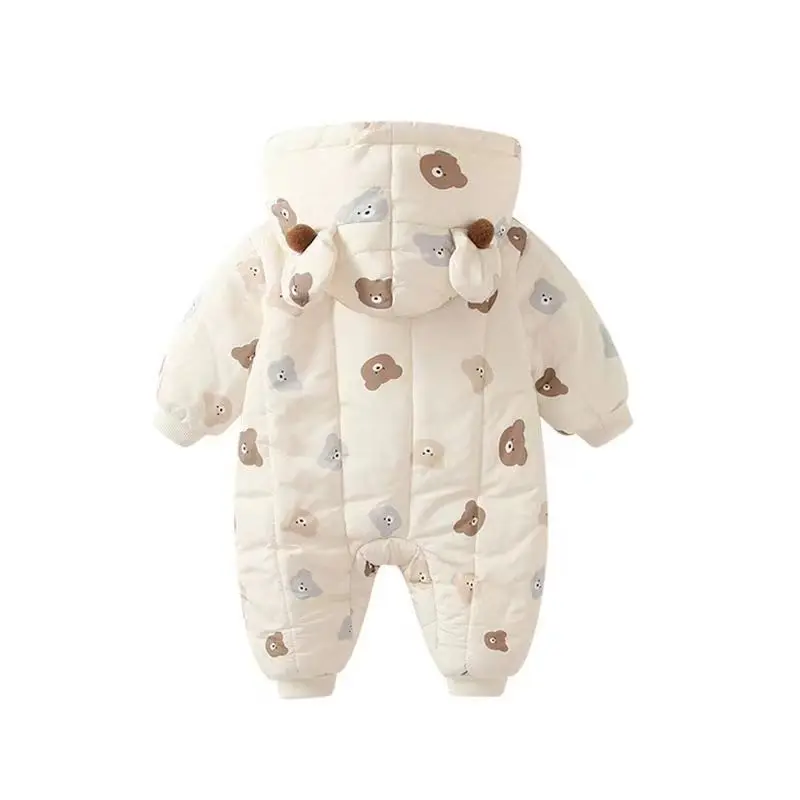 IYEAL Infants Cute Little Bear Jumpsuit Super Cute Baby With Thick Fleece Newborn Winter Outdoor Jumpsuit Cotton Jacket