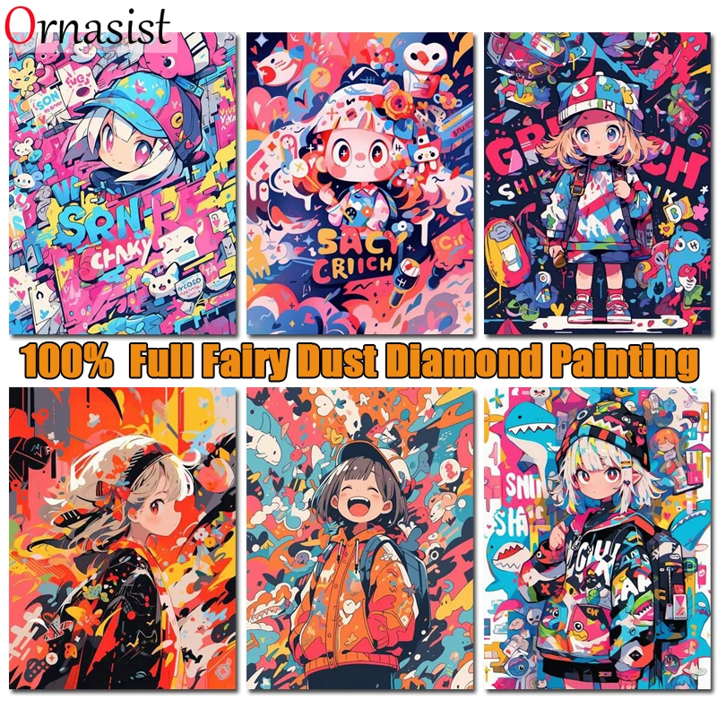 

Cartoon Girl Full Crystal Diamond Painting Kit Fairy Dust Drill Diamond Embroidery Rhinestones Mosaic Graffiti Art Home Decor