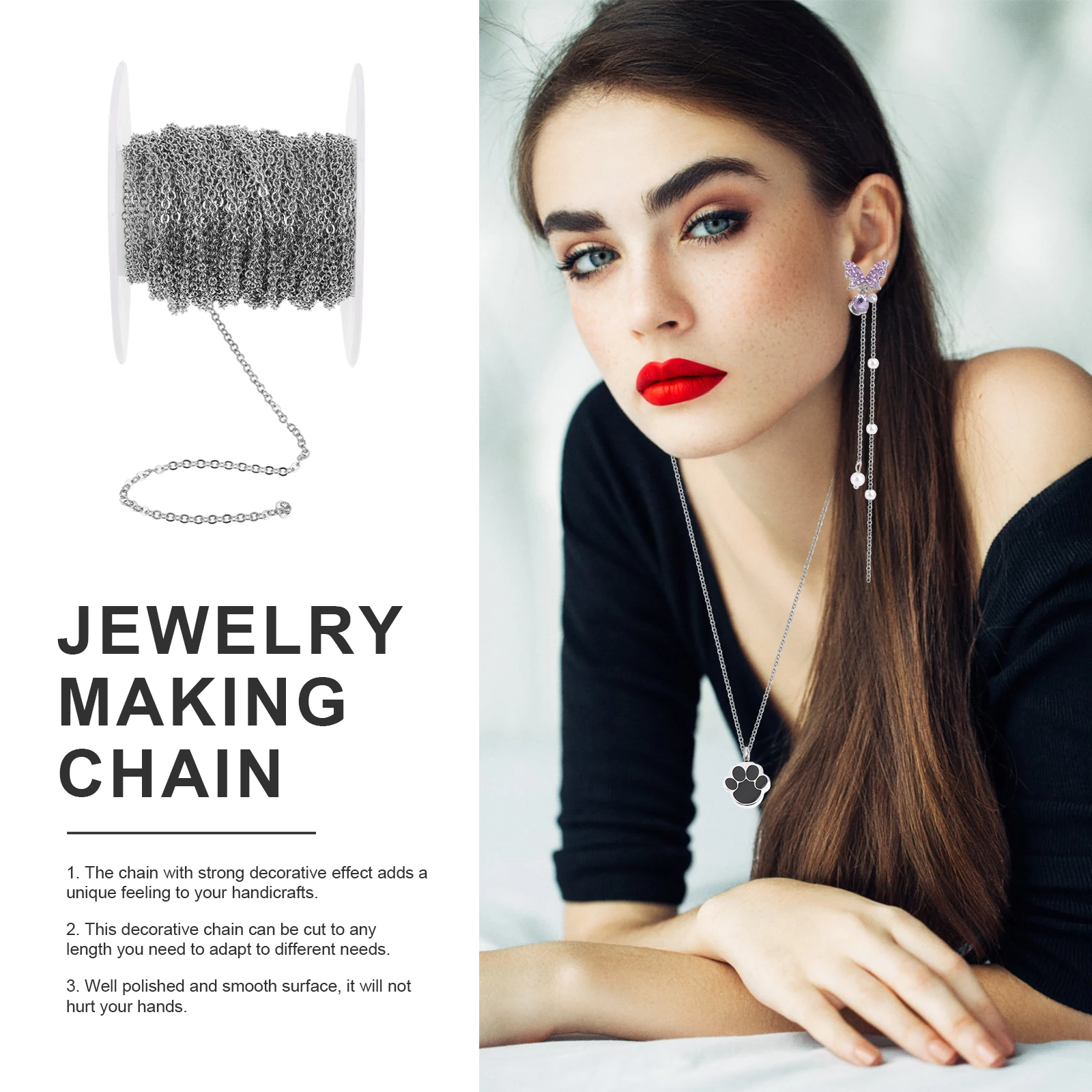 

Stainless Steel DIY Craft Supplies Multipurpose Necklace Bracelet Making Jewelry Accessories Sweater Bag Chains