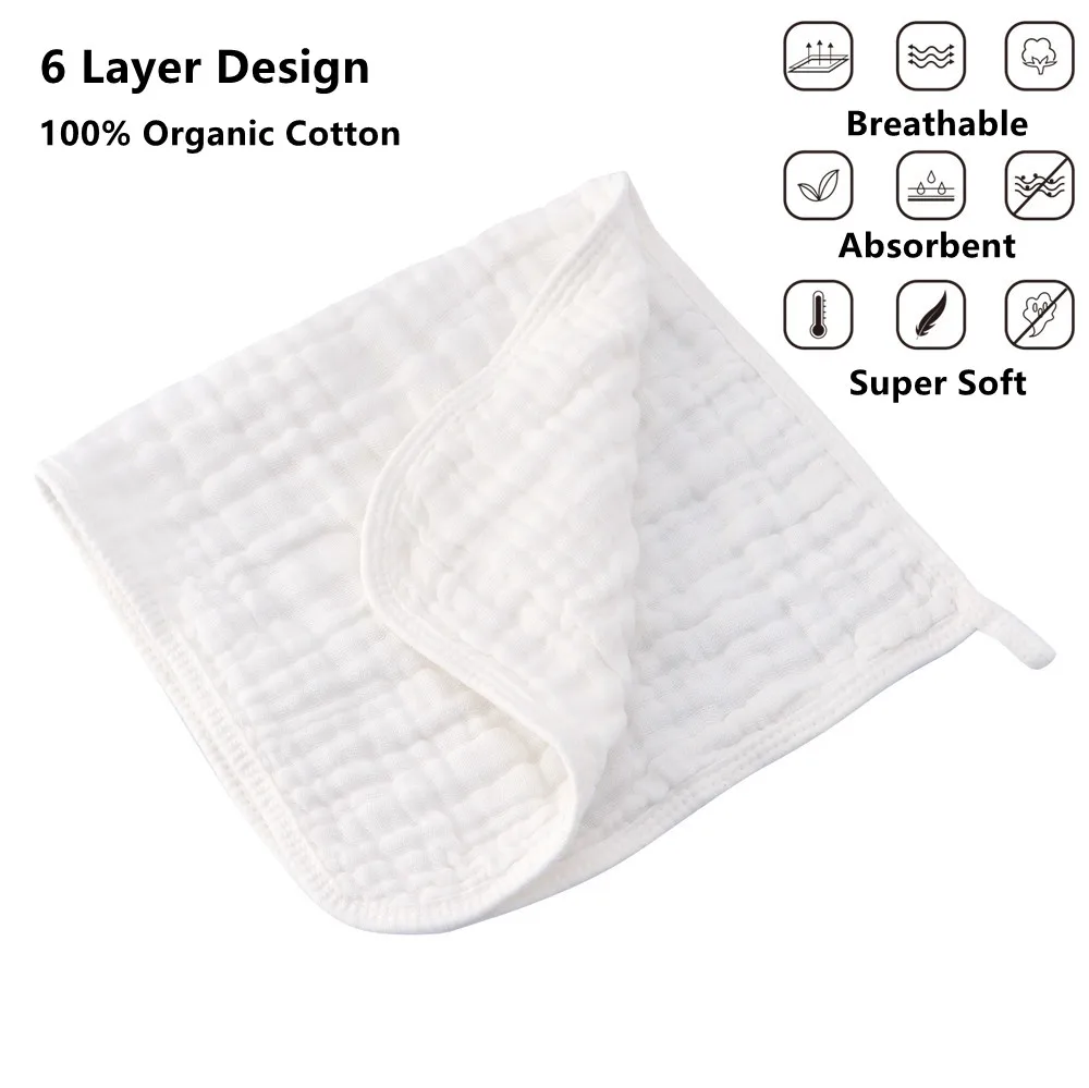 Muslin Burp Cloths Comfy Burp Clothes for Baby 6 Layers Large Size 100% Cotton Baby Towels and Washcloths Super Soft