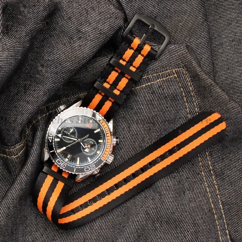 Nylon Watch Strap 20mm 22mm Premium Soft Watch Band Men Women Universal Sports For Omega 007 Replacement Black Ring Buckle Bands - Image 3