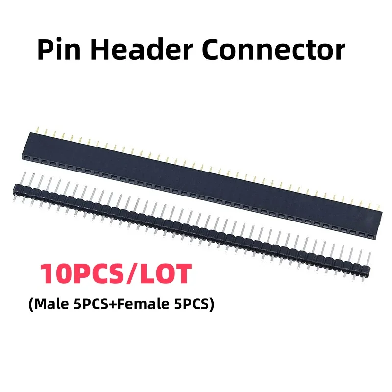 10PCS/LOT 40 Pin 1x40 2.54 Single Row Male And Female 11.5mm Breakable Pin Header PCB JST Connector Strip For Arduino DIY Kit