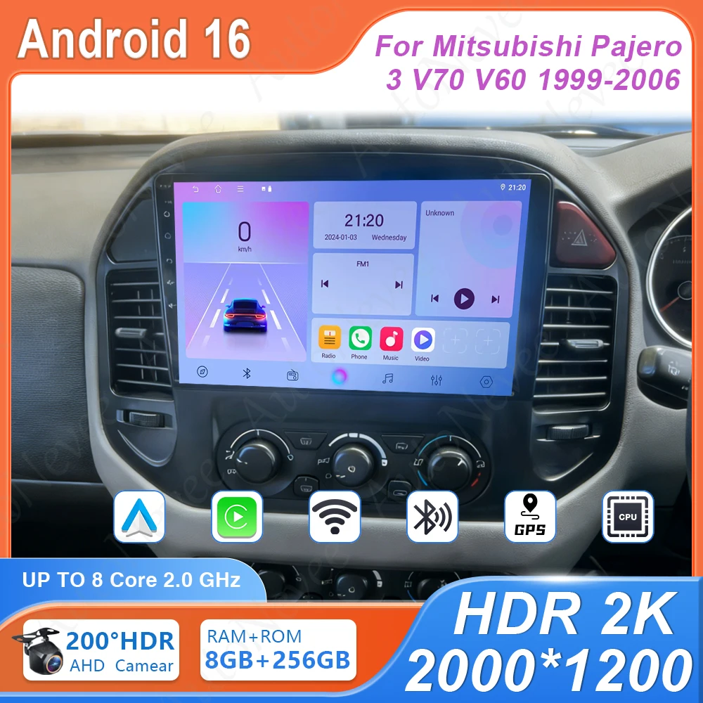 

Android 16 For Mitsubishi Pajero 3 V70 V60 1999-2006 Car Radio Multimedia Player Navigation Stereo GPS Head Unit Wireless Auto