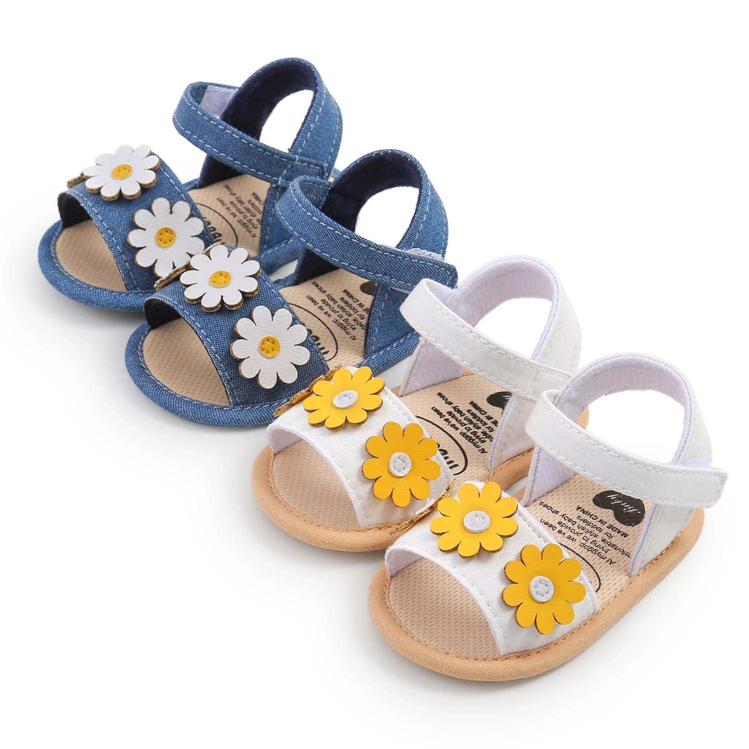 

myggpp Summer Cool Baby Girl Sandals Fashion Newborn Sandal Idyllic Flower Soft Anti-slip Toddler Cotton Sole Comfortable Shoes
