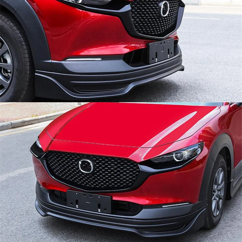 For Mazda CX-30 ABS Front Bumper Lip Diffuser Trim Cover Refit Black Accessories Body Kit Before The Lip CX30 2020-ON