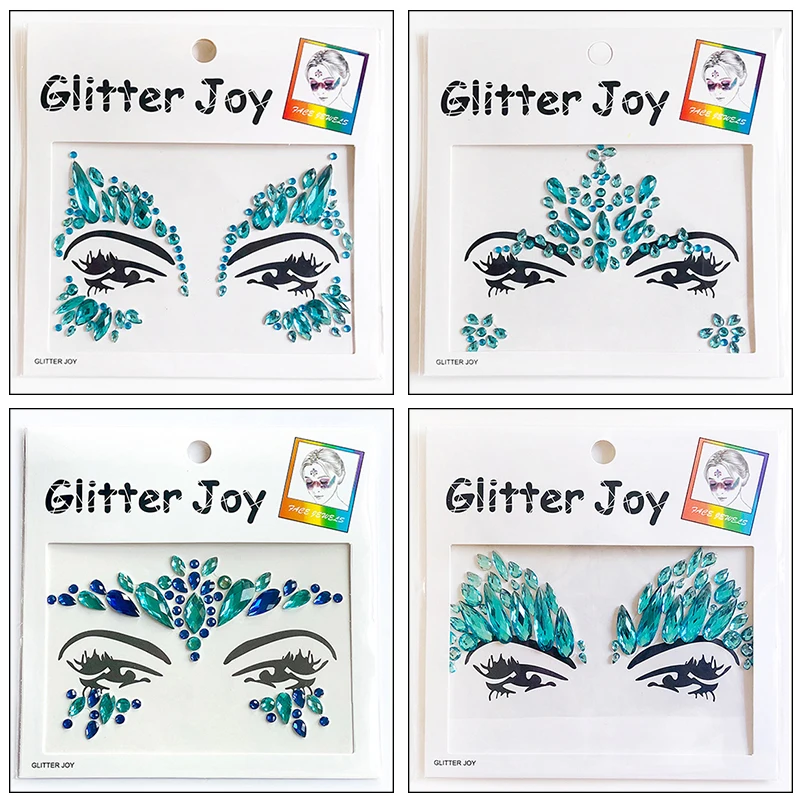 3D Glitter Juwelen Gezicht Tattoo Sticker Diy Kids Holiday Party Maskerade Tattoo Stickers Glitter Body Borst Gemstemporary Tattoos