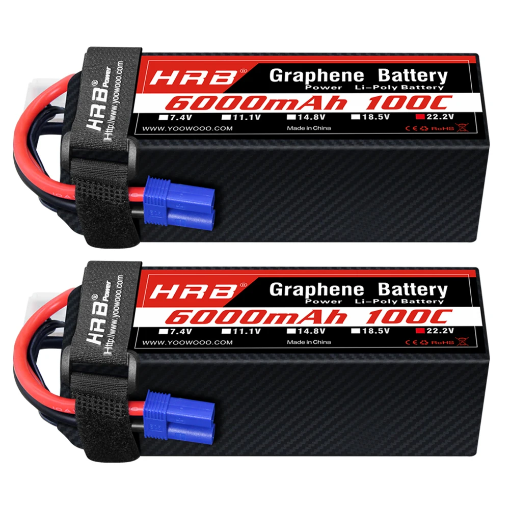 HRB 6S Graphene-Batterie 22,2 V 6000 mAh Lipo-Drohnenbatterie 100C mit EC5-Anschluss für Arrma Car RC Monster 600 700 Hubschrauber