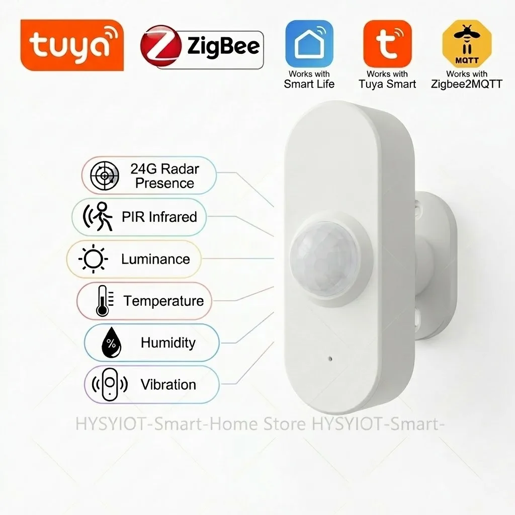 Tuya Zigbee Human Presence Detector Smart Human Body Sensor MmWave Radar Microwave Motion Sensor Intensity Detect 24G