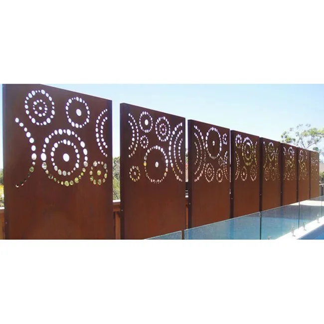 Laser cut metal garden fence wall screen divider line made in China,corten steel fence