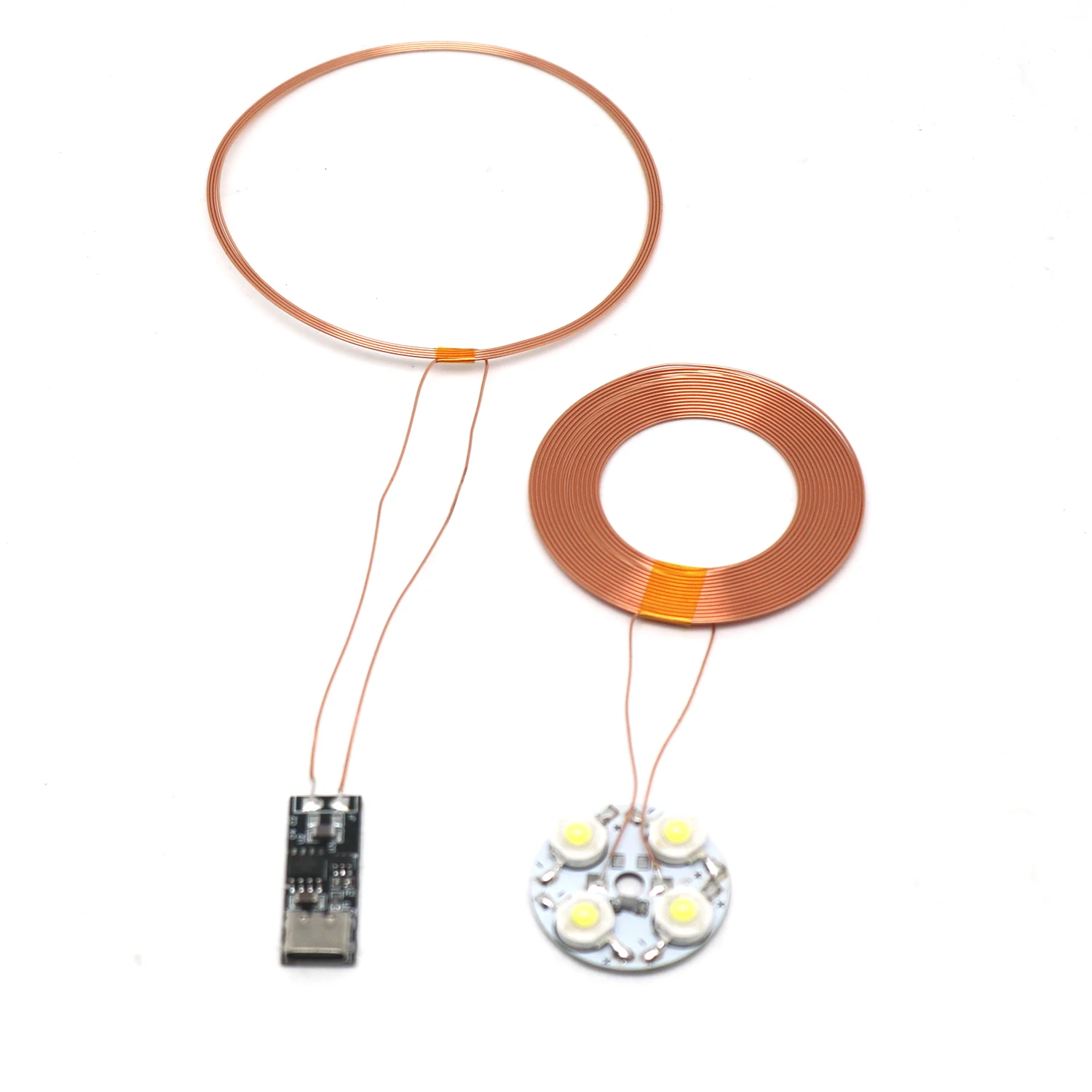 0-100mm Type-c USB ワイヤレス電源モジュール DC 5V 送信機コイル + コイル誘導ランプ LED ライト