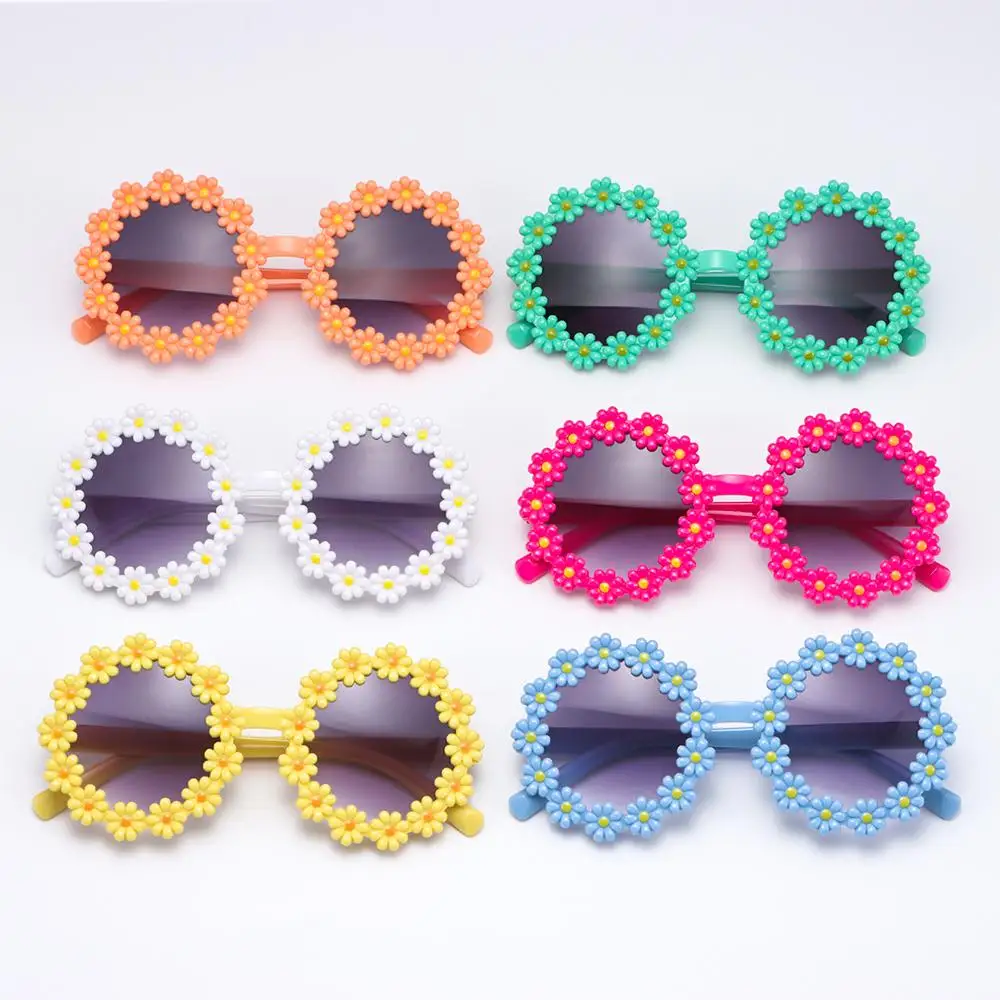 Ragazze Sun Protection Party Festival bambini Daisy occhiali da sole Round Frame Shades Flower occhiali da sole