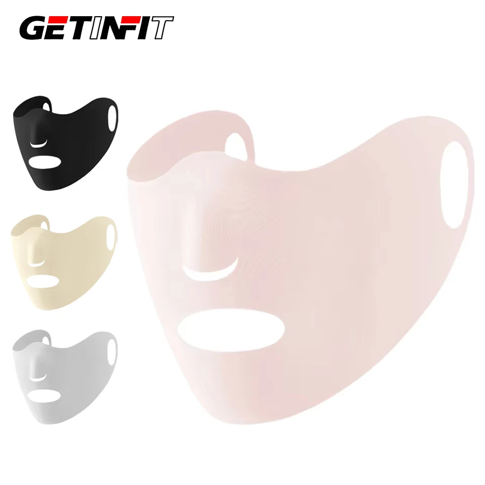 

GETINFIT Summer UV Protection Face Mask Double Layer Ice Silk Breathable Thin Cycling Face Cover Seamless Ear-Loop Design Unisex
