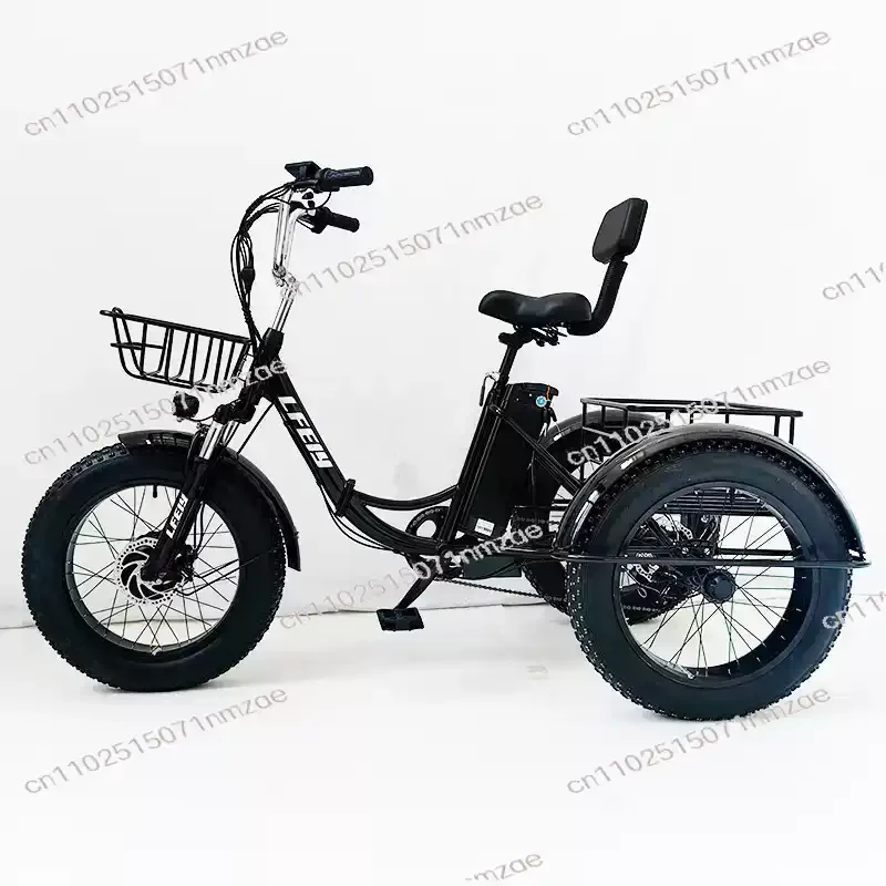 Wide-tire Electric Pedal Three-wheeled Snowmobile with Lithium Battery, 20-inch Size