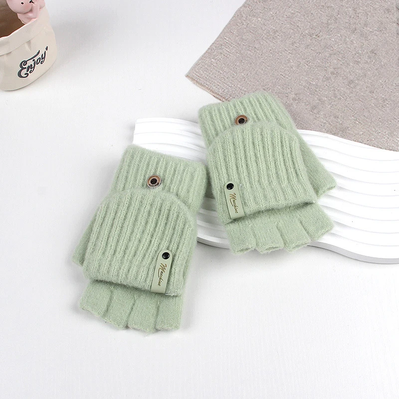 Knitted Winter Gloves for Women, Soft Warm Touchscreen Convertible Flip Top Mittens for Daily Use