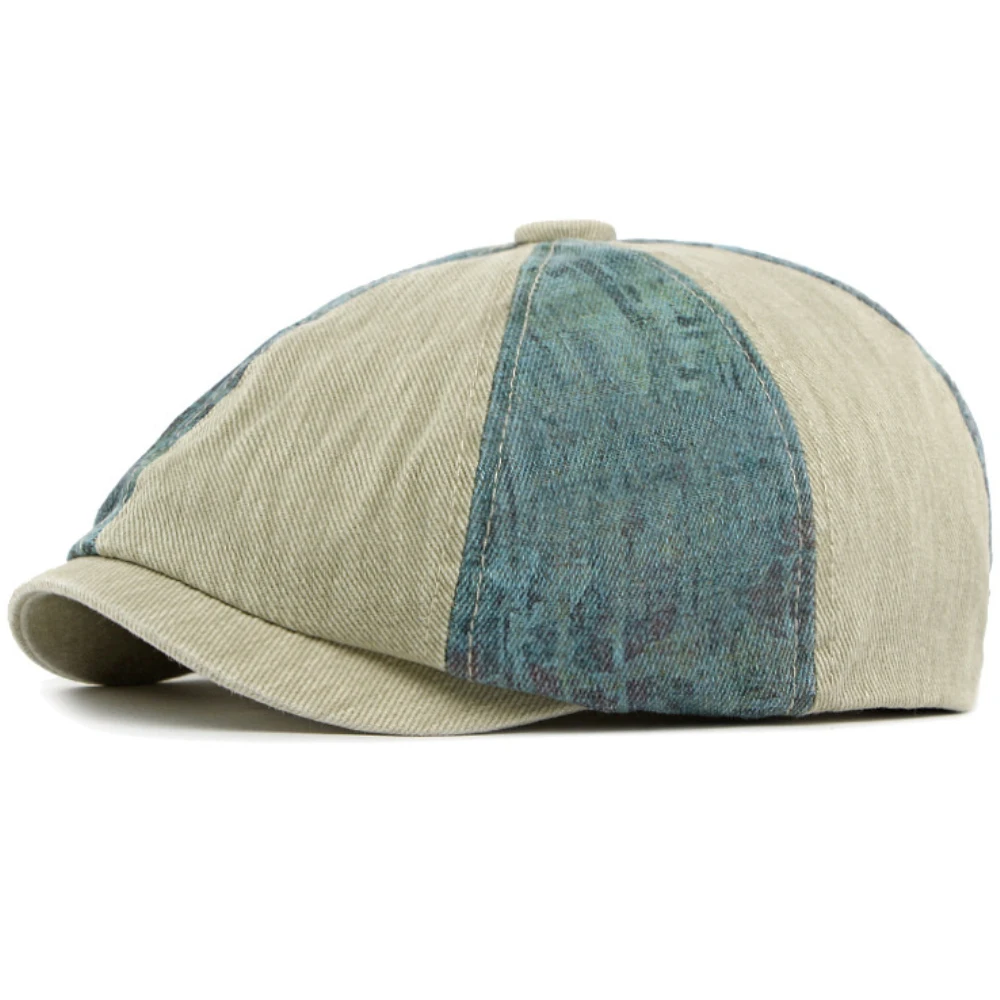 

HT4789 Mens Berets Women New Washed Cotton Ivy Flat Cap Male Female Octagonal Beret Hat Spring Summer Autumn Patchwork Beret Cap