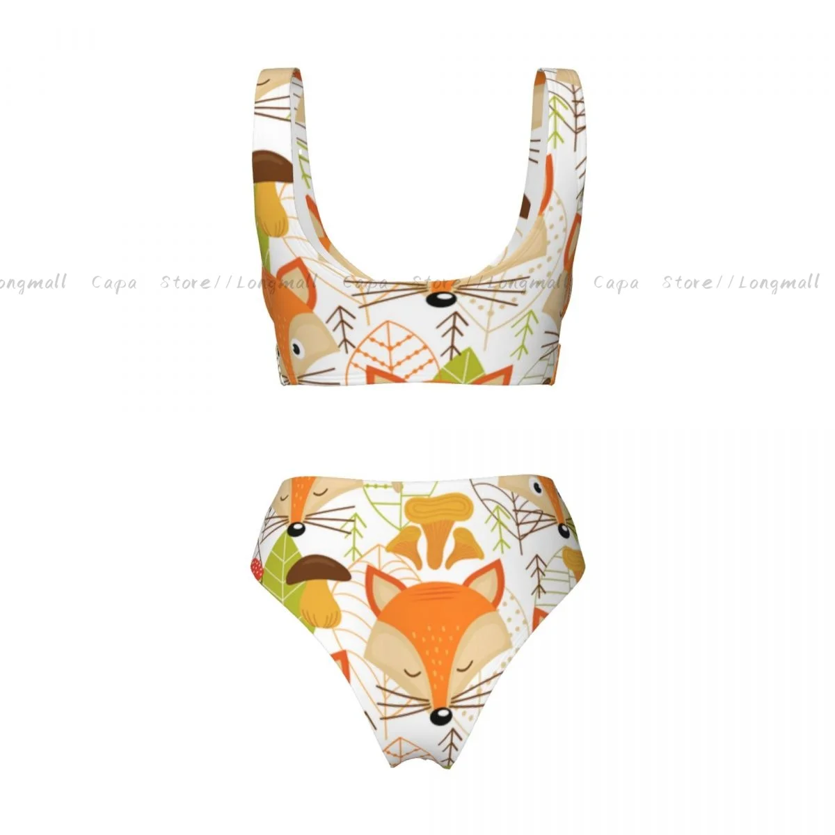 مثير مجموعة البكيني الثعلب وجوه ملابس النساء قطعتين ملابس السباحة بحر الإناث لباس سباحة #5