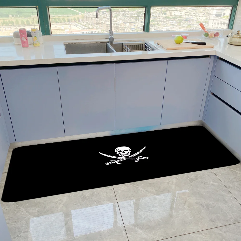 Kitchen Carpet Pirate Jolly Roger Rug for Bedroom Entrance Door Doormat Balcony Bath Mat Room Mats Home Rugs Washable Non-slip