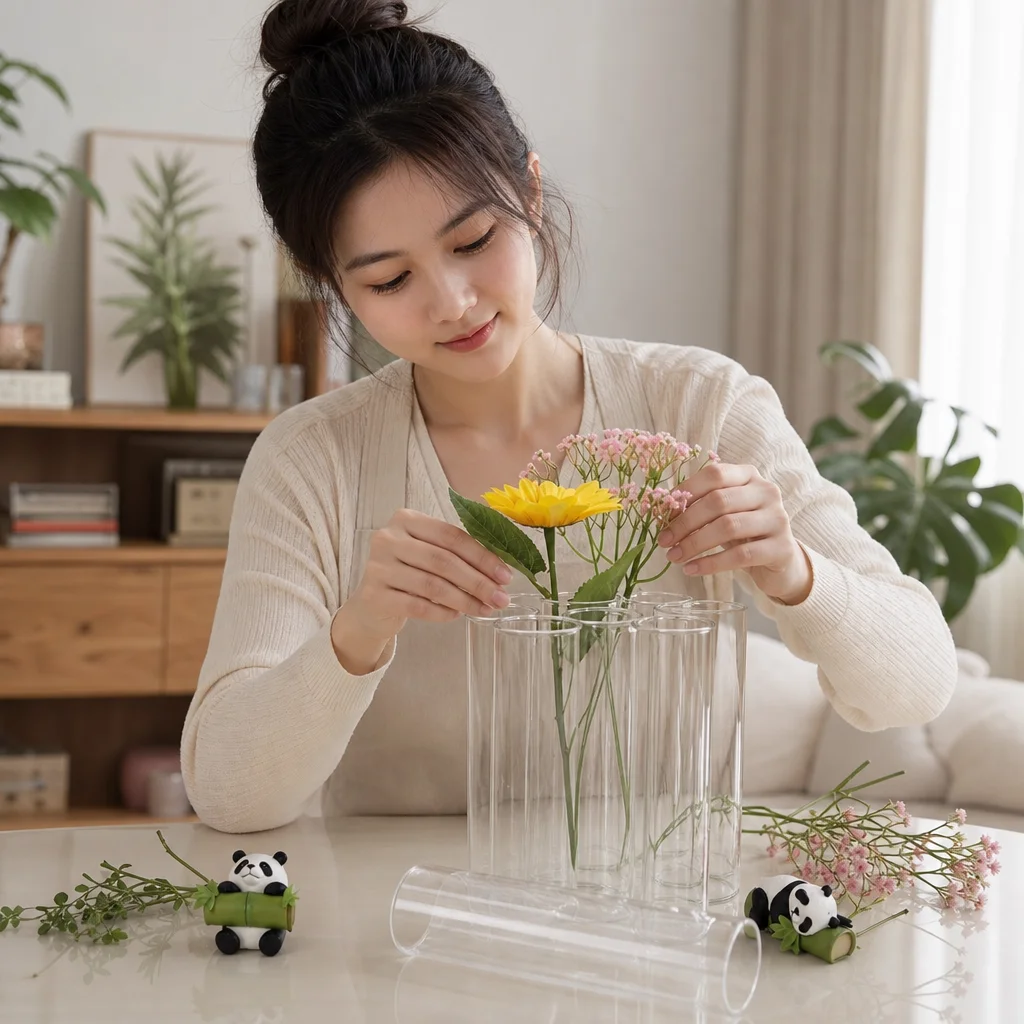 Wholesale 15/20 Pcs Clear Plastic Cylinder Vases Set Transparent Flower Vase for Wedding Centerpieces Tabletop Home Decoration