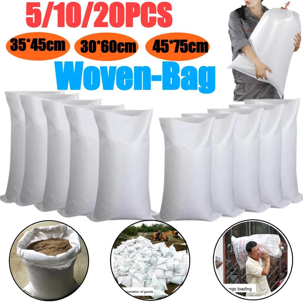 5-20pcs Flood Control Sandbags Emergency Waterproof Plastic Cloth Thick Sandbags Reusable Woven Sandbags Construction Waste Bags