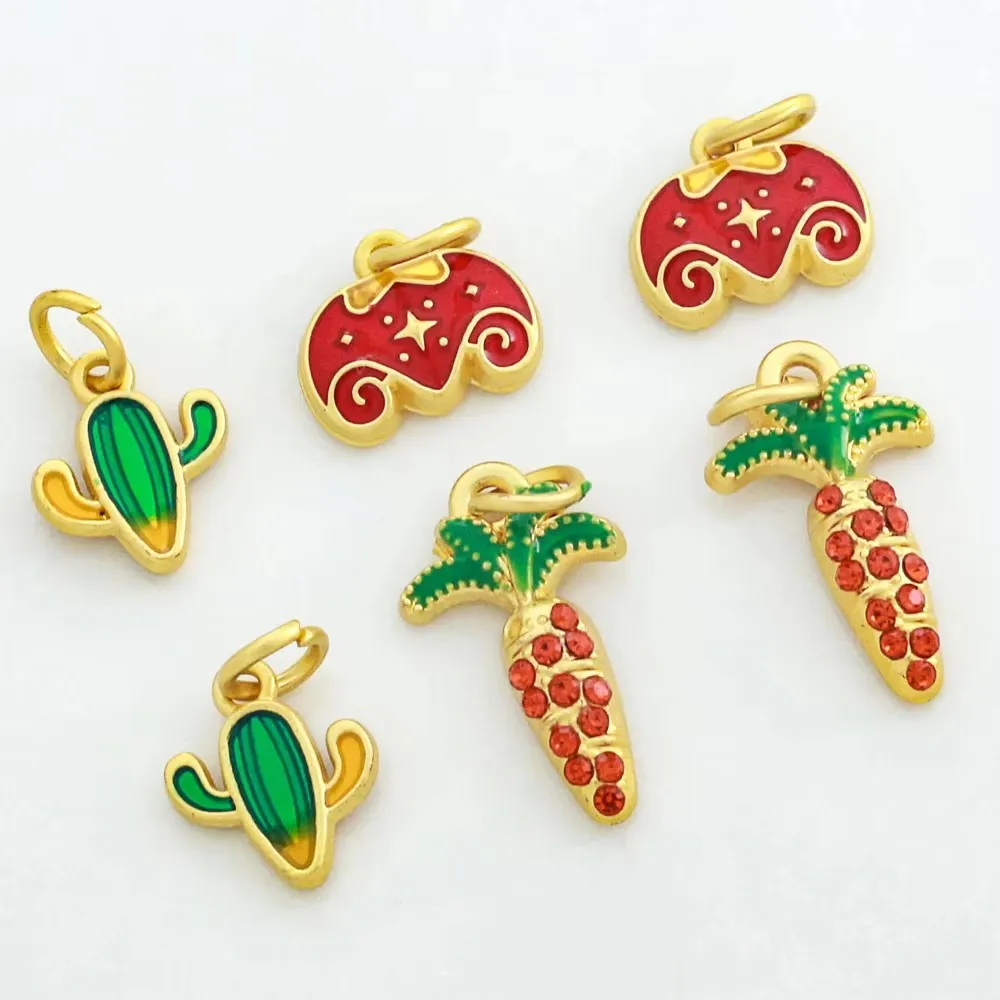 4 pcs Fashion Summer Minimalist Metal Enamel Colorful Radish Earrings, Girls' Boutique Cactus Jewelry Accessories