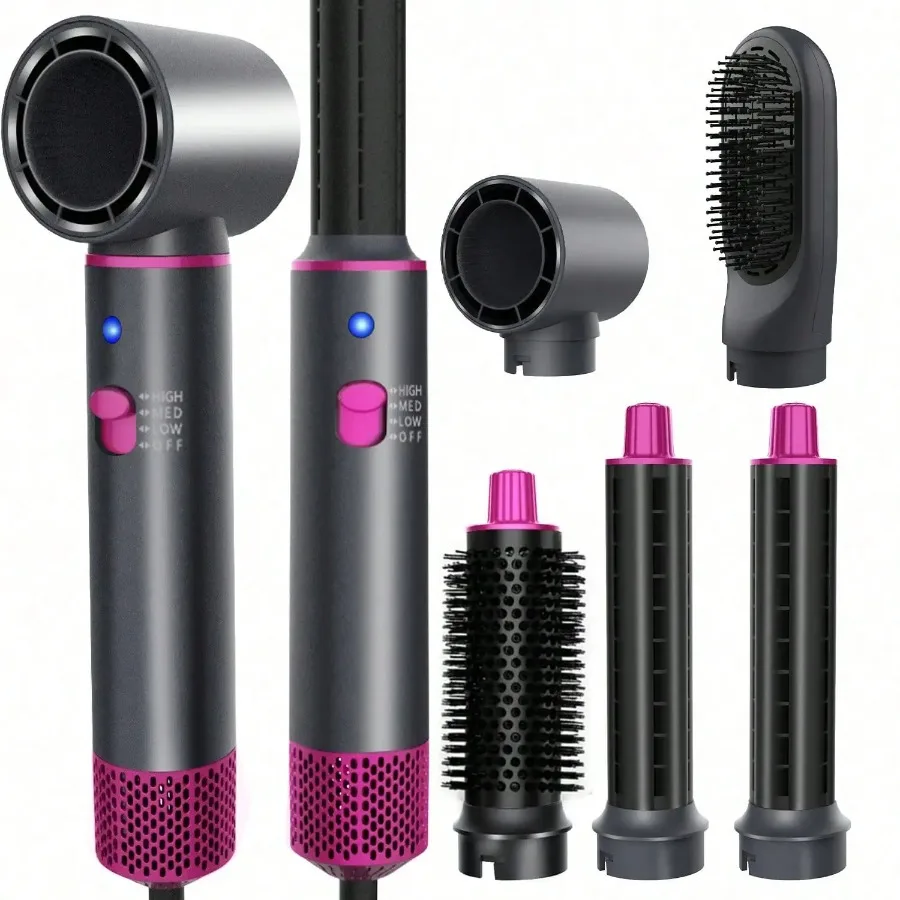 1 Set 5 In 1 Multifunctional Hair Dryer Styling Hot Air Brush Set For Women Girls Home Salon Travel Daily Use Birthday Mother's Day Christmas Holiday Gift Hair Drying Curling Straightening Volumizing Tool Hair Dryer Styling Hot Air Comb - Straight Ha