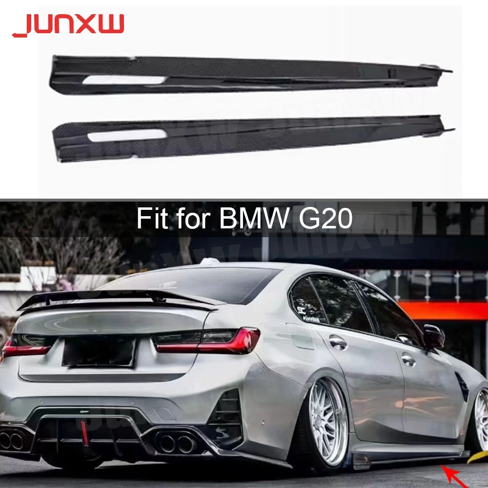 Real Dry Carbon Fiber Side Skirts Rocker Panel Lip Splitter for BMW G20 CMST Sport 2023+ FRP Car Styling Body Kits Accessories