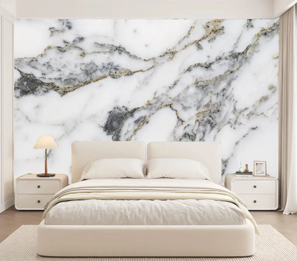 Custom size wallpaper White rock panel TV background wall Marble sofa background photo murals Living room Bedroom 3d wallpaper