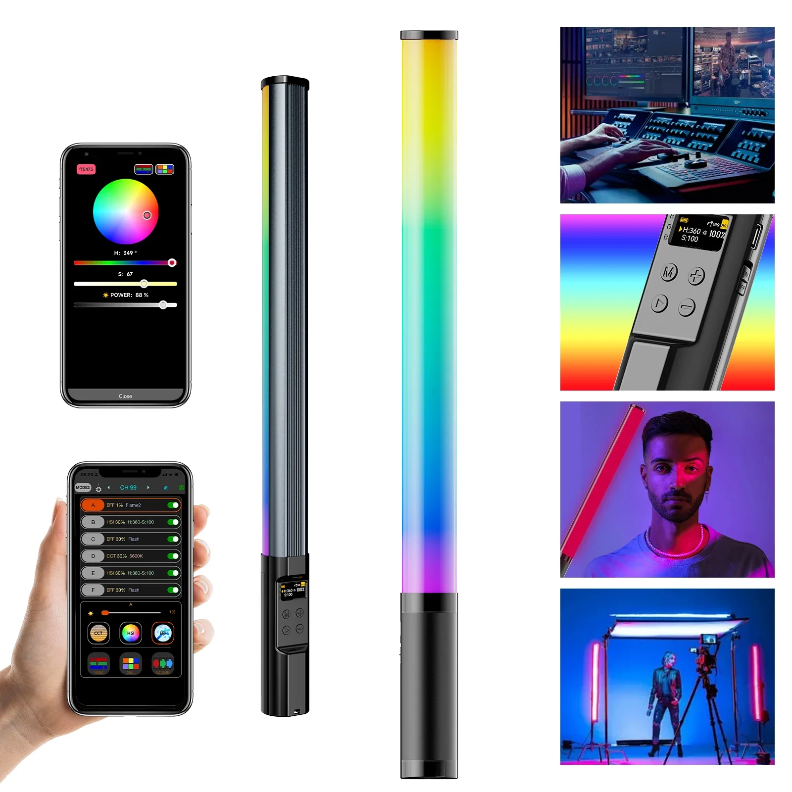 

RGB Full-color Fill Light Stick Led Video Light Wand Professional Photography Lighting Outdoor Portable Handheld Lamp Stick APP