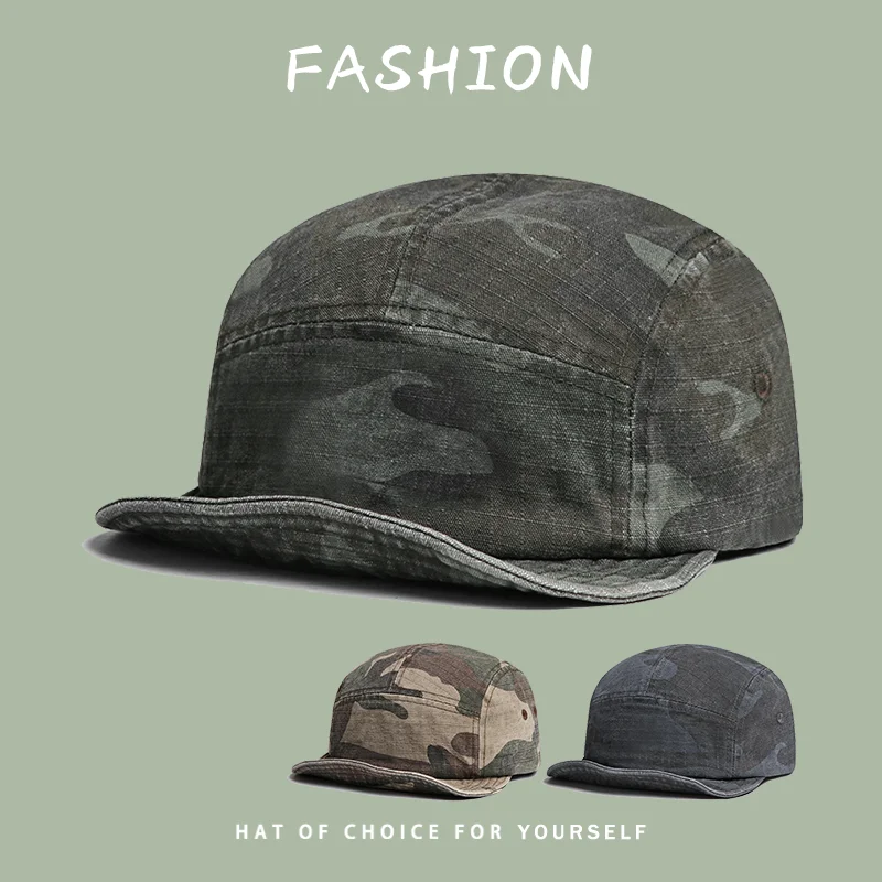 Retro Tooling Style Soft Brim Camouflage Baseball Caps for Men Summer and Autumn Street Trend Versatile Hip-hop 5 Panel Hats