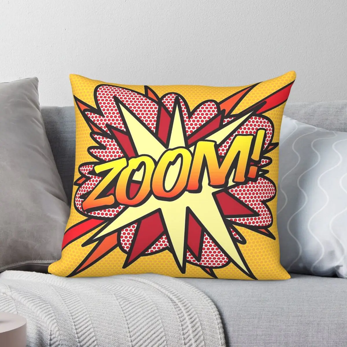 Zoom Comic Book Pop Art Square Pillowcase Polyester Linen Velvet Creative Zip Decorative Throw Pillow Case Home Cushion Cover