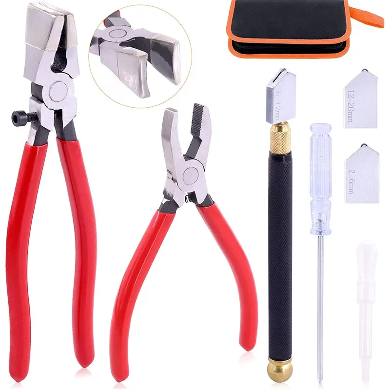 3PCS Glass Running Breaking Pliers Class Cutter Kit Heavy Duty Glass Cutting Tool Work For Stained Glass Mosaics Fusing Breaking