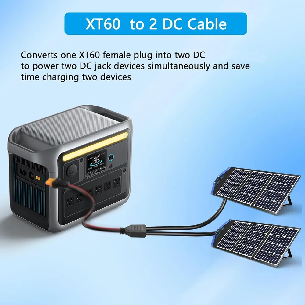 Solar Connection Line XT60 Male/Female Connector To Two DC5521 Power Cable Adaptor For Car Battery Charging Adapter Cord - view 4