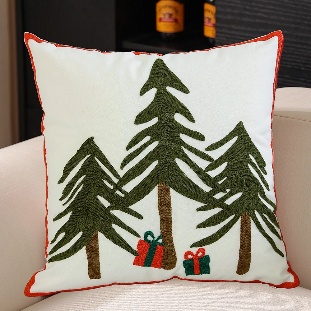 45x45cm Christmas Embroidery Cushion Cover Luxury Pillow Case Home Supplies Snowflake Reindeer Christmas Pillow Covers Decor