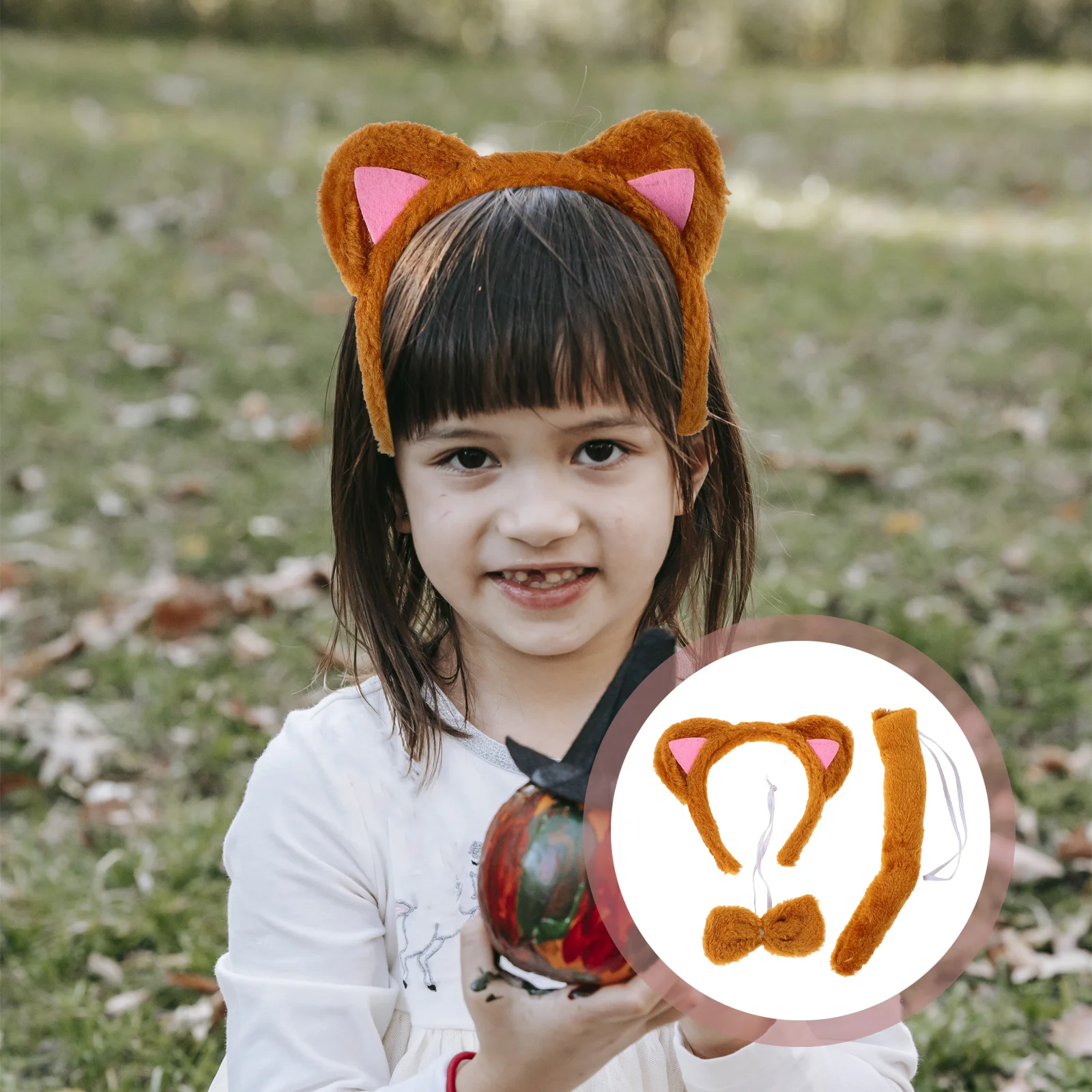 

3Pcs Cat Ears Headband Bow Tie Tail Accessory Set Complete Feline Transformation Kit for Parties Weddings Halloween