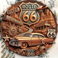 One Piece Antique Route 66 Decorative Metal Sign: 7.8x7.8 inches (20x20 cm) Outdoor Wall Art - Durable, Weather Resistant