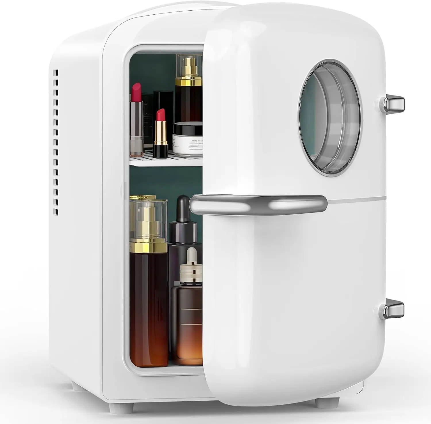 Mini Fridge for Bedroom, 4L Small Cosmetic Fridge with Observation Window, Portable Cooler Warmer for Skincare, Drinks