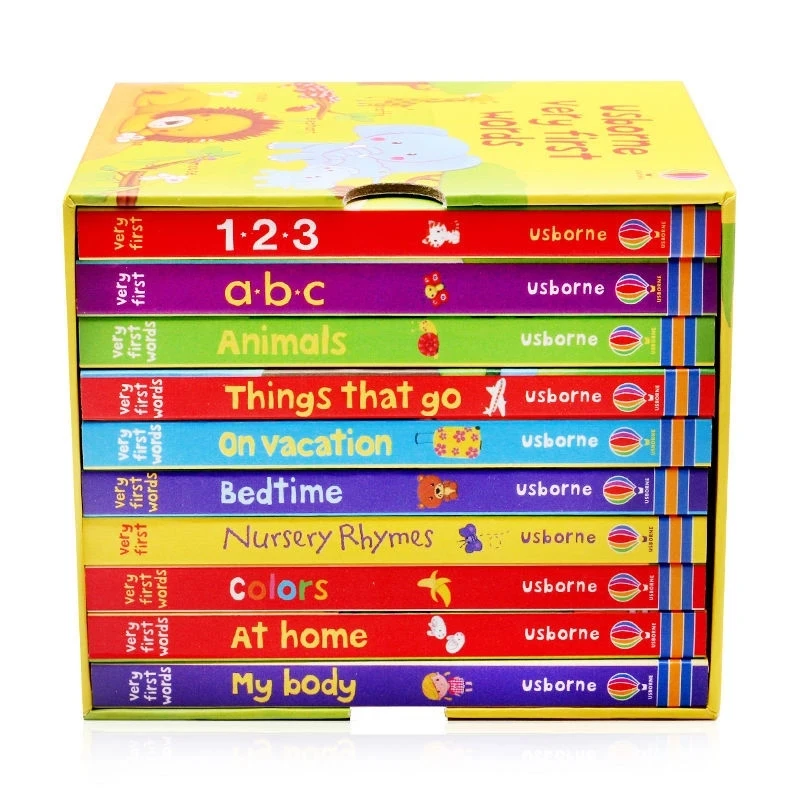 10Pcs/Set English Books Usborne Very First Words Hardcover Board Book Children\'s Enlightenment Educational Toy Picture Textbook