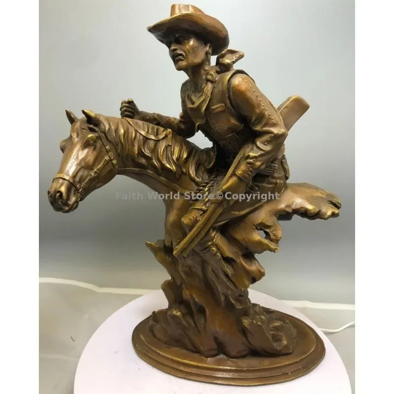 good Collection art bronze sculpture statue American culture Cowboy on horseback home office bar copper decoration art