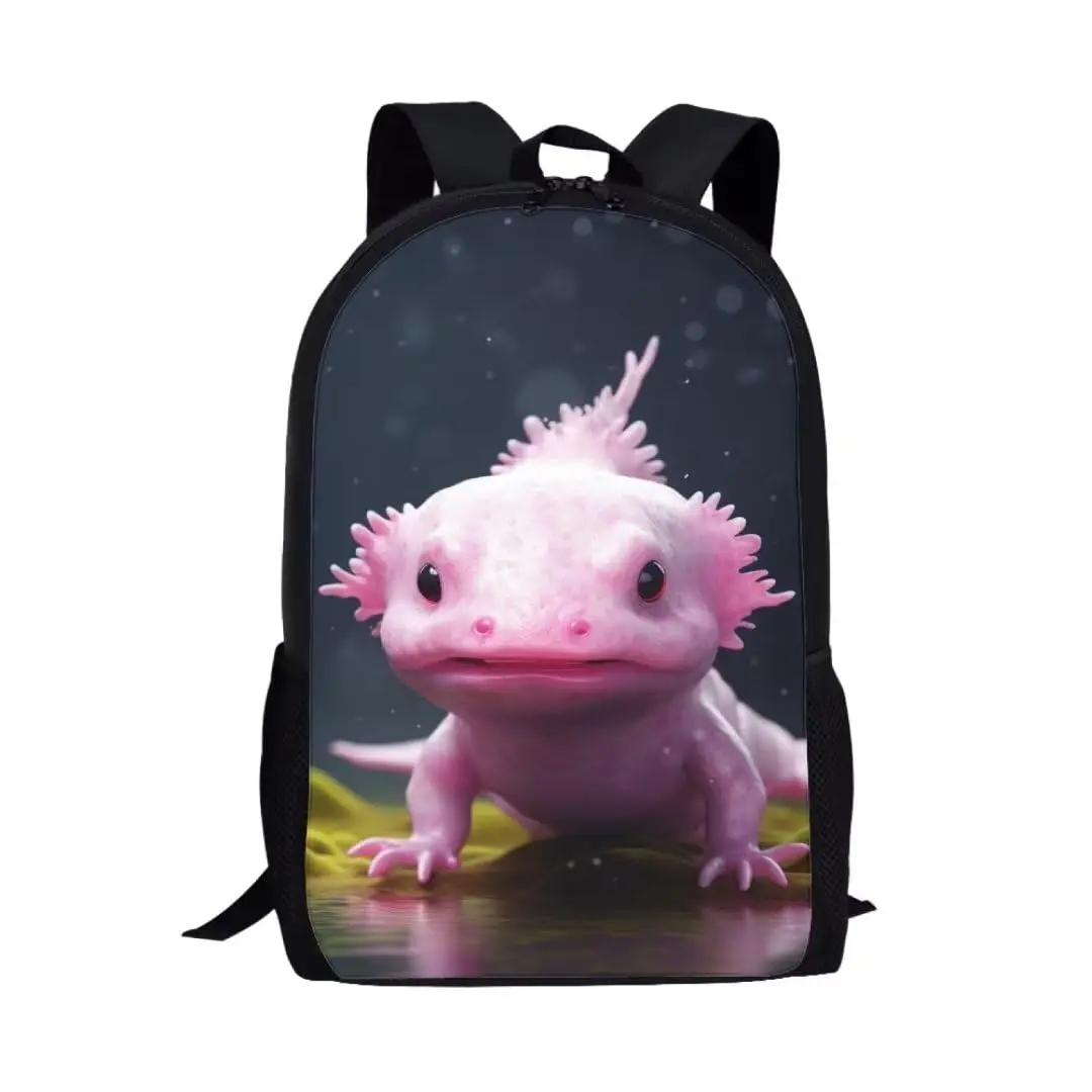 กระเป๋าเป้สะพายหลังลาย axolotl สำหรับเด็ก, กระเป๋าหนังสือสำหรับเด็กประถมสามารถปรับสายได้กระเป๋านักเรียนน้ำหนักเบา